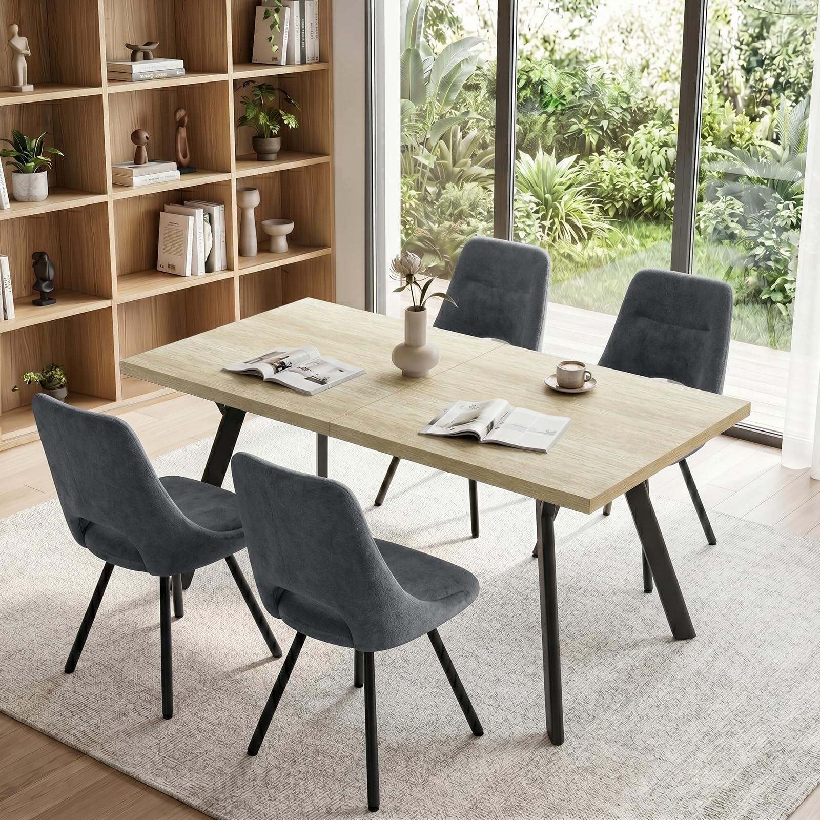 LEWE Table à Manger Rectangulaire en Bois, Table de Cuisine 160 x 80 cm