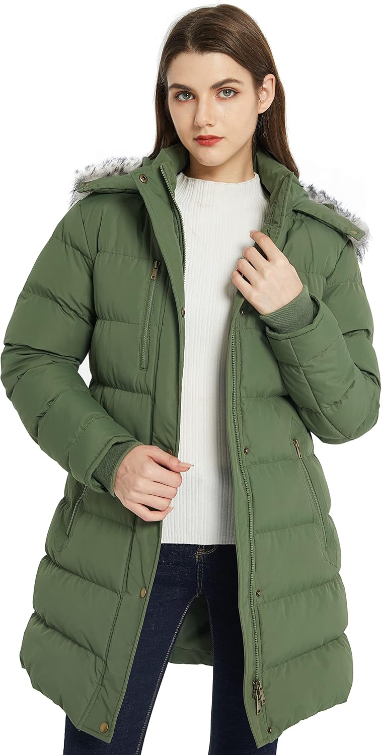 Women's Winter Warm Puffer Coat Parka Jacket with Faux Fur Removable Hood - Image 3