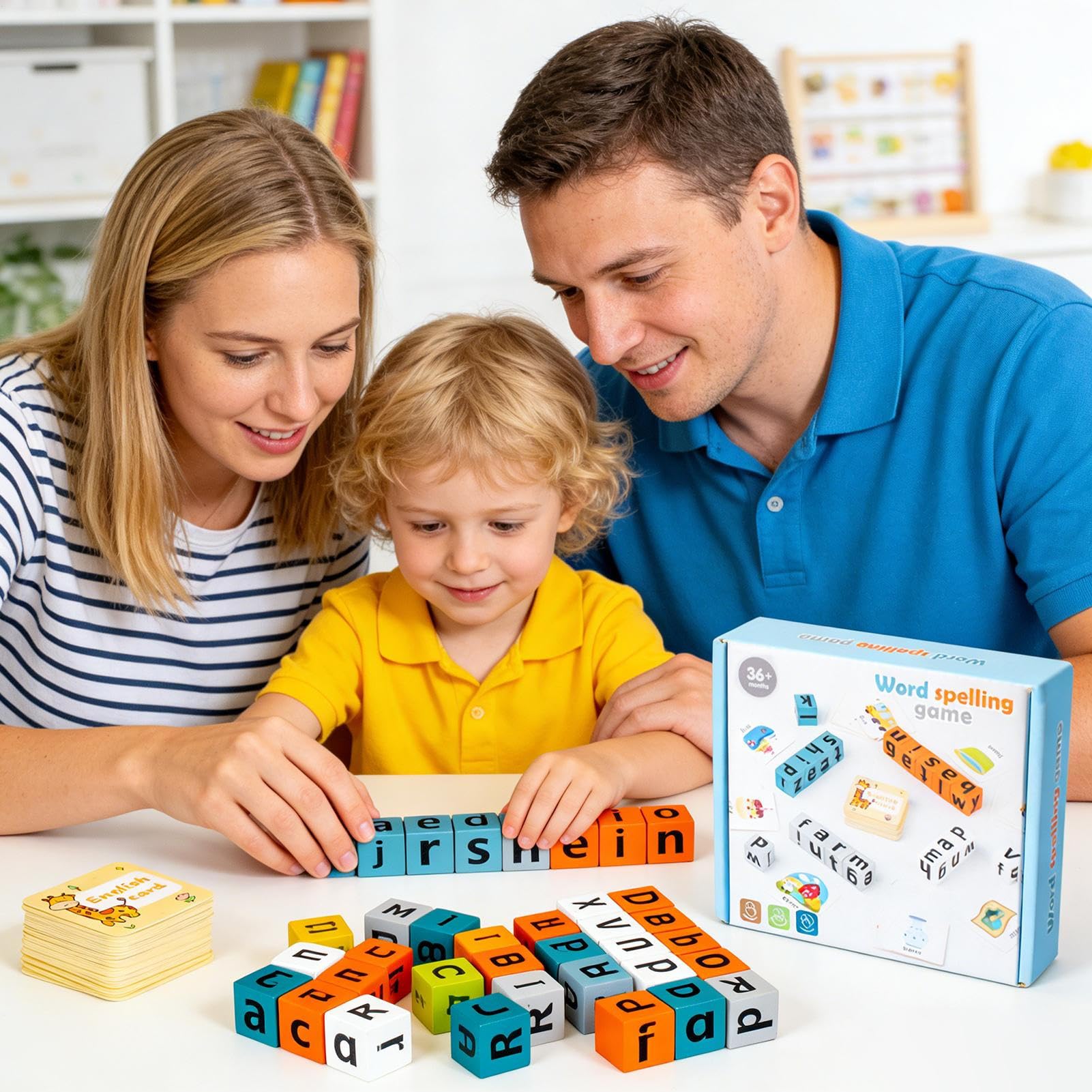 Word Spelling Games, 20 Wooden Alphabet Blocks with 54 Flash Cards, 14x12cm, Matching Letter Game for Kids, Preschool Learning Activities Toys, Educational and Engaging, for Kids — view 2