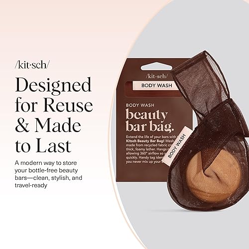 Miniatura 8 de Kitsch Bolsa ahorradora de jabón en barra  Bolsa de malla patentada para jabón para barra de lavado corporal  Extiende el uso y evita el desorden