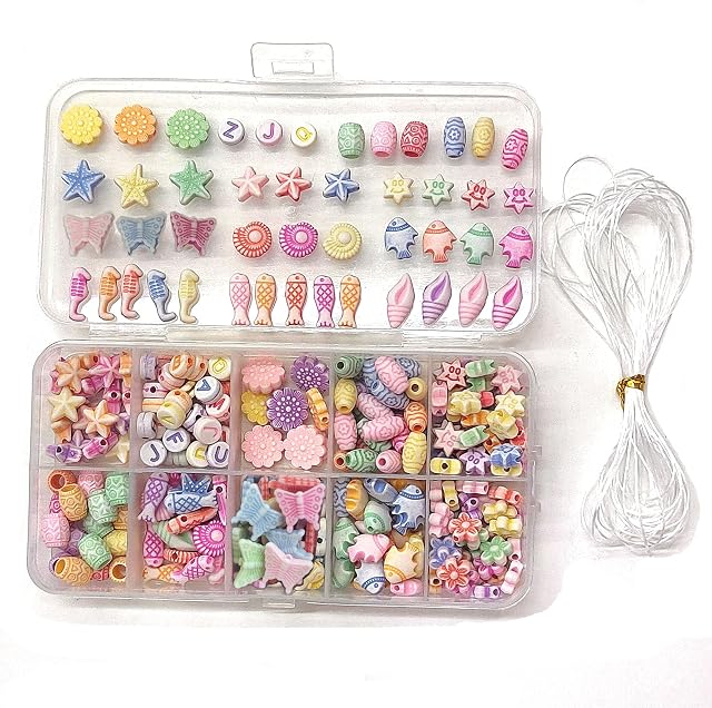 Children Beads Set for Jewellery Making Supplies Sweet Princess Friendship Bracelet Making Kits Pony Alphabet Pop Girls DIY Necklace Braclette Kit Kids Jewelry Art Craft Handmade 400 Pcs