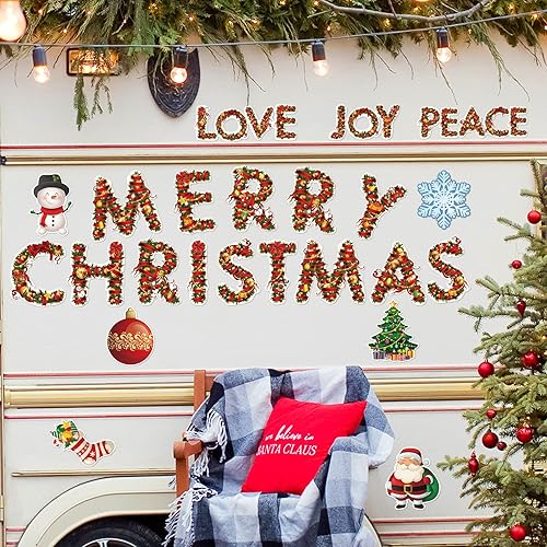 Vista 32 de Ferraycle Decoración magnética de Navidad para puerta de garaje, decoración de puerta de garaje, calcomanías para el refrigerador