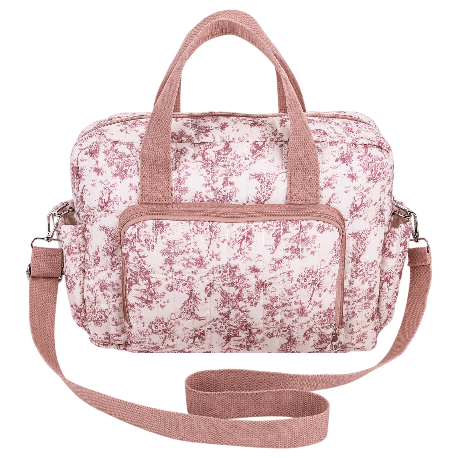 Embroidery Floral Quilted Mom Bag with Zipper Shoulder Bags for Men and Women