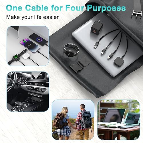 Miniatura 7 de Cargador de reloj USB C 2024 con cargador de pared rápido PD de 20 W para relojiPhoneAirpods, cable de carga de reloj 4 en 2 para iPhone 15 cargador