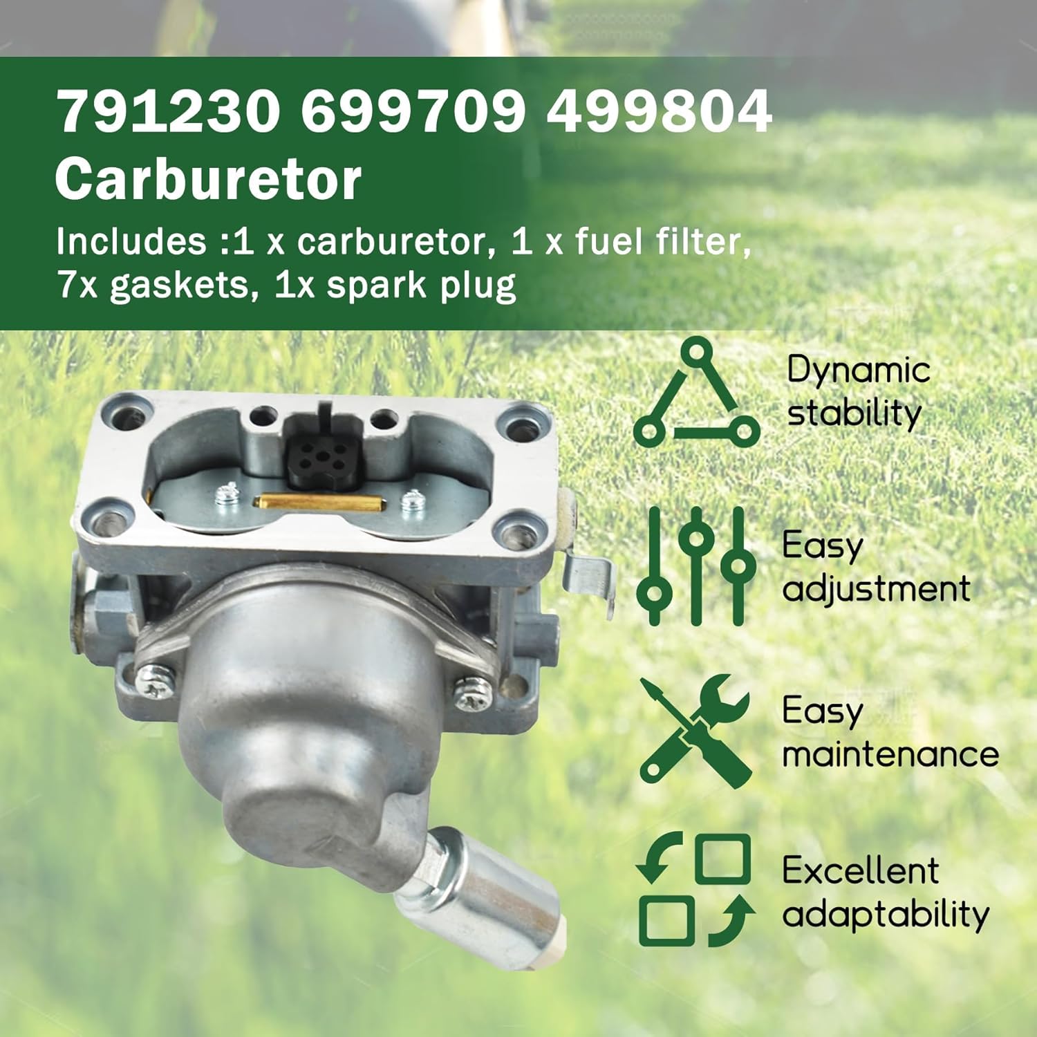 ALL-CARB 799230 Carburetor Replacement for John Deere L118 L120 LA130 LA135 LA140 LA150 Replacement for V-Twin 791230 699709 499804 Carburetor