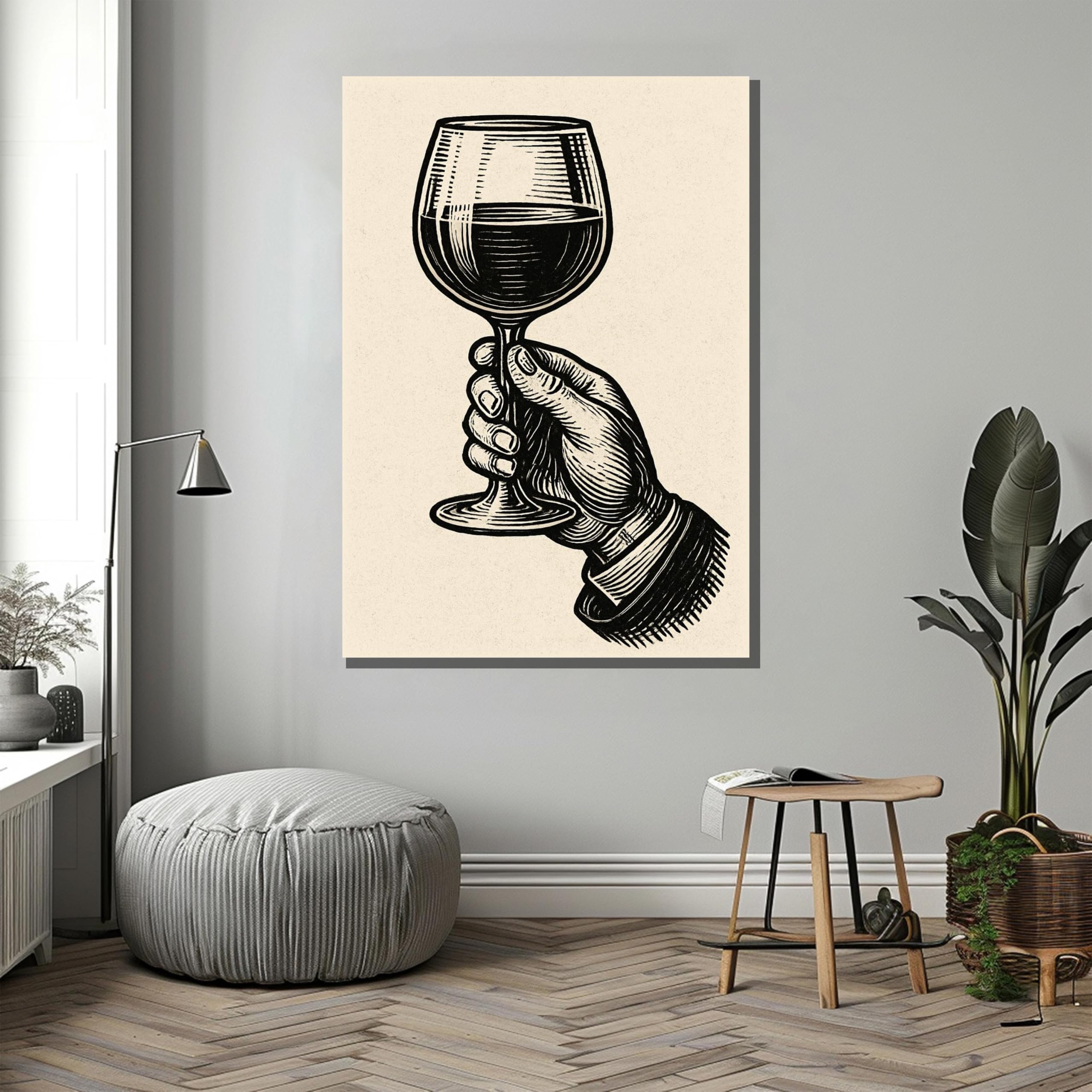 Décoration rustique classique avec une toile de verre à vin rétro pour salon authentique - 8