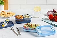 Vista 2 de Ello Juego de 2 contenedores de almacenamiento de alimentos de plástico para lonchera, tipo Bento, con tapas de plástico herméticas, a prueba