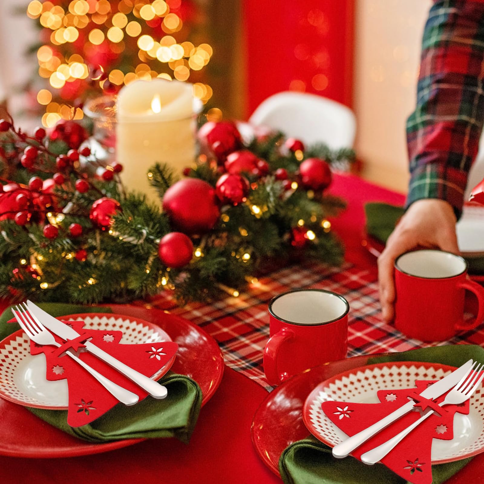 18 Pezzi Portaposate in Feltro di Natale, Posate natalizie | FindTheDeal