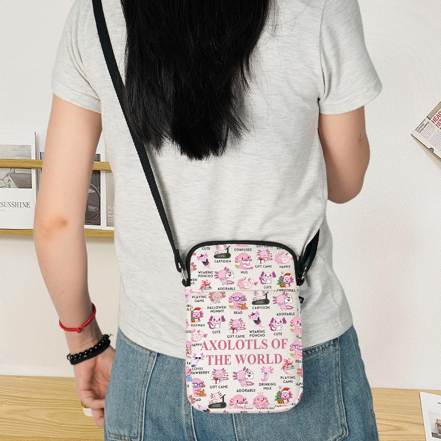 KEYCHIN Axolotl Crossbody Bag Axolotl Amphibian Lover Gifts Axolotls Of The World Shoulder Bag Salamander Merchandise - Image 6