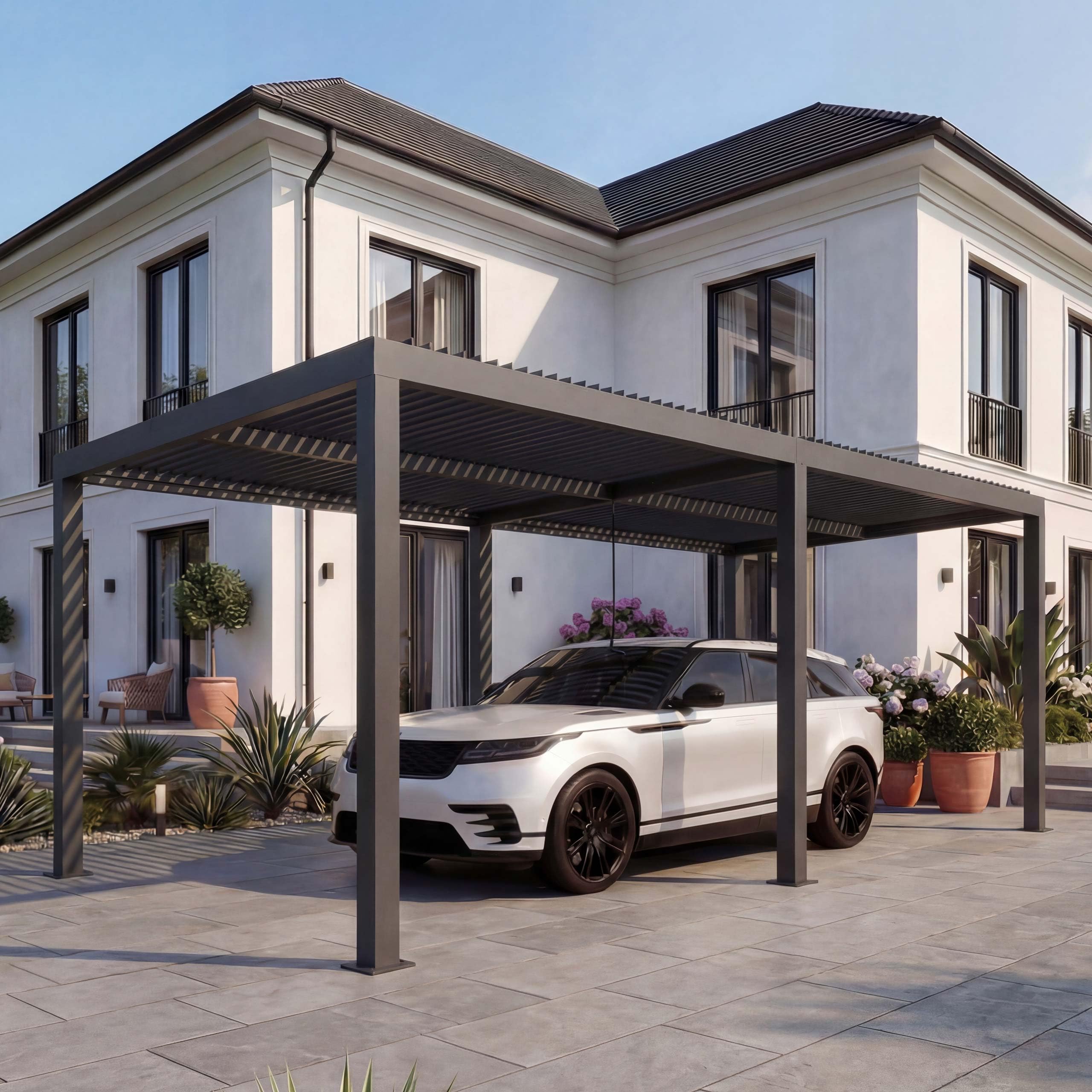 Mendler Carport HWC-L46 11cm-Aluminium-Gestell 3x6m - anthrazit