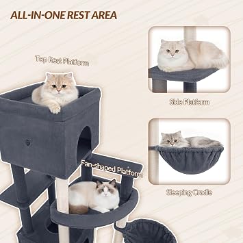 Tall Cat Tree, XXL Multi-Level Cat Tower, 200cm, Dark Grey
