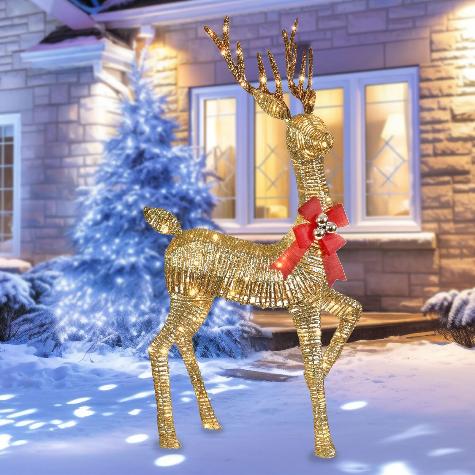 Beleuchtete Weihnachtsdekoration Rentier 56Zoll Light up Reindeer with 105 LED Lights