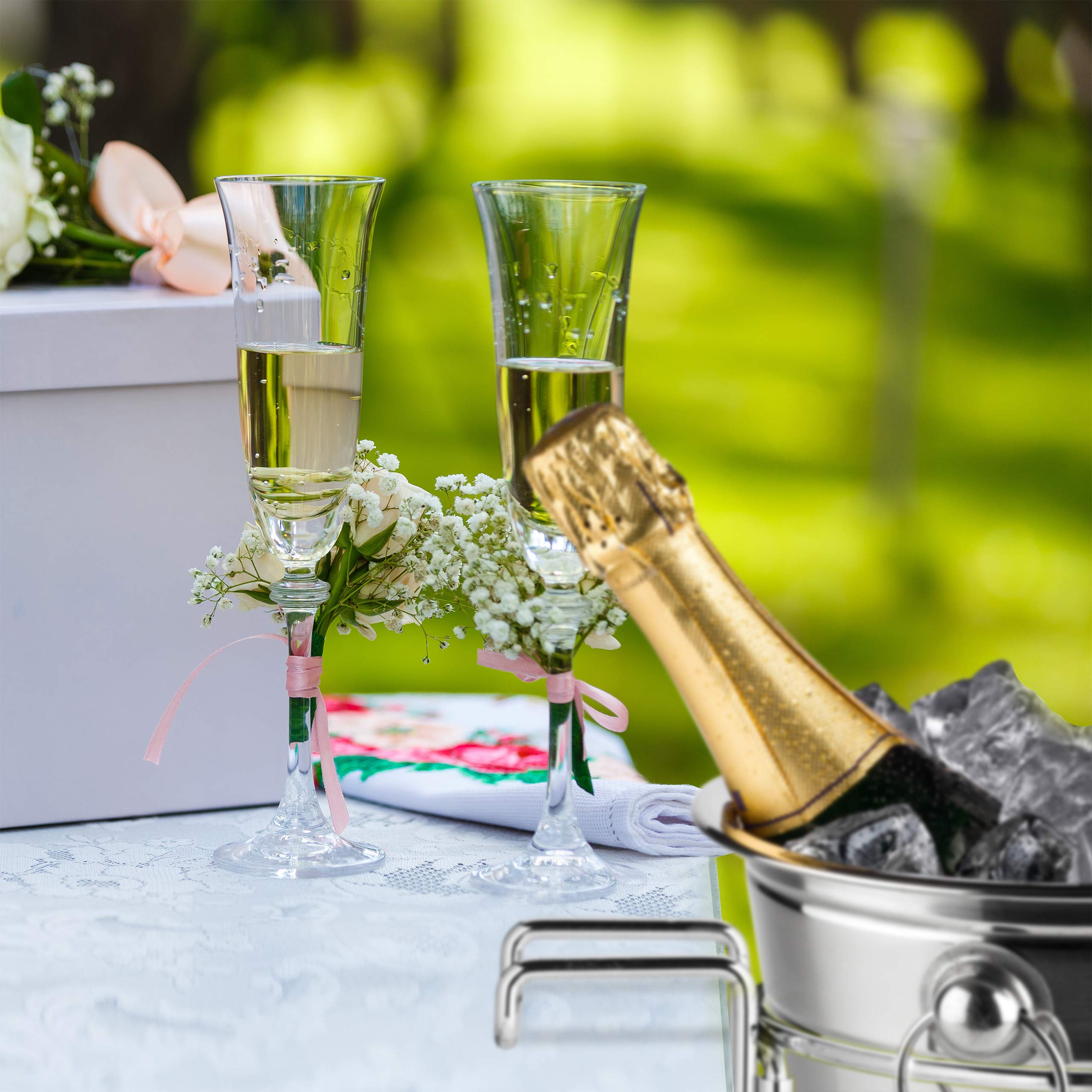 Set 10 Soportes de Mesa para Champaneras, Cubo Enfriador Botellas Vino 18 cm Ø, Ahorra Espacio, Cava, Hierro, Plateado