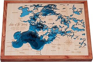 Personalized 3D Lake of The Woods Wood Map | Lake Depth Map Art | 8-Layer Nautical Decor | Rustic Wall Art for Lake House, Cabin | Gifts for 5th Anniversary, Father’s Day, Christmas, Housewarming