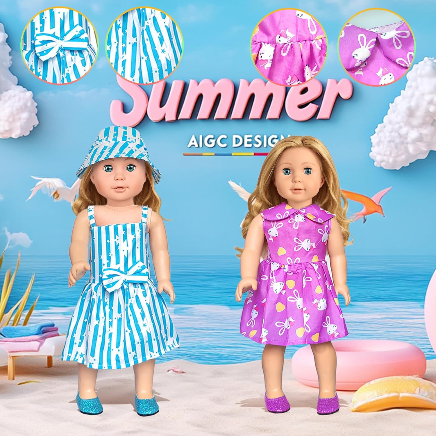 American 18 inch Doll Clothes Accessories-10 Set Doll Outfits for Girl Doll Clothes, Valentine's Toys Gifts for Kids Dressing up