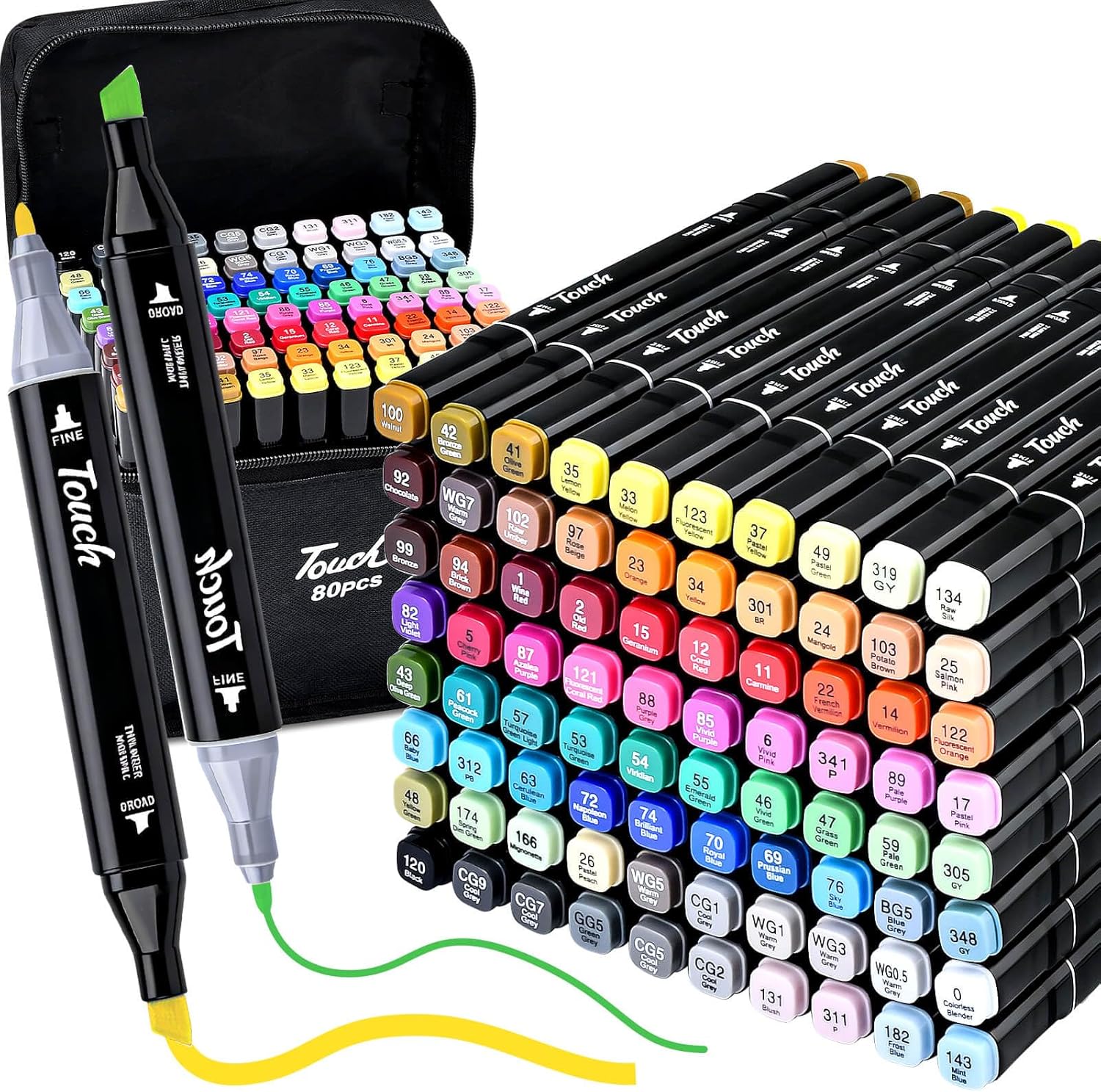 80 Colors Alcohol Marker Coloring, Chisel & Fine Dual Tip Art Markers, Permanent Colored Marker Pens Set for Adult Book Drawing, Calligraphy, Art Supplies Marker Kit for Drawing Art DIY Crafts