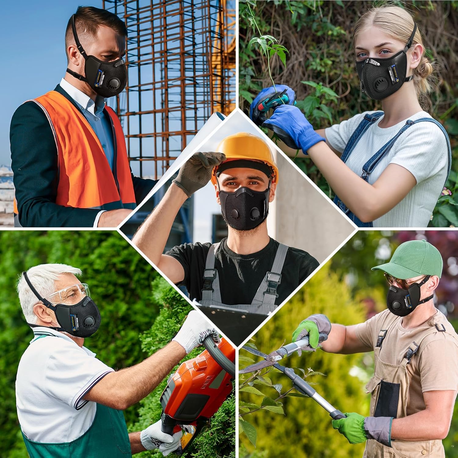 BASE CAMP M Cross Dust Mask, Reusable Breathable Comfortable Safety Face Mask for Work with Extra 6 Activated Carbon Filters - Image 7