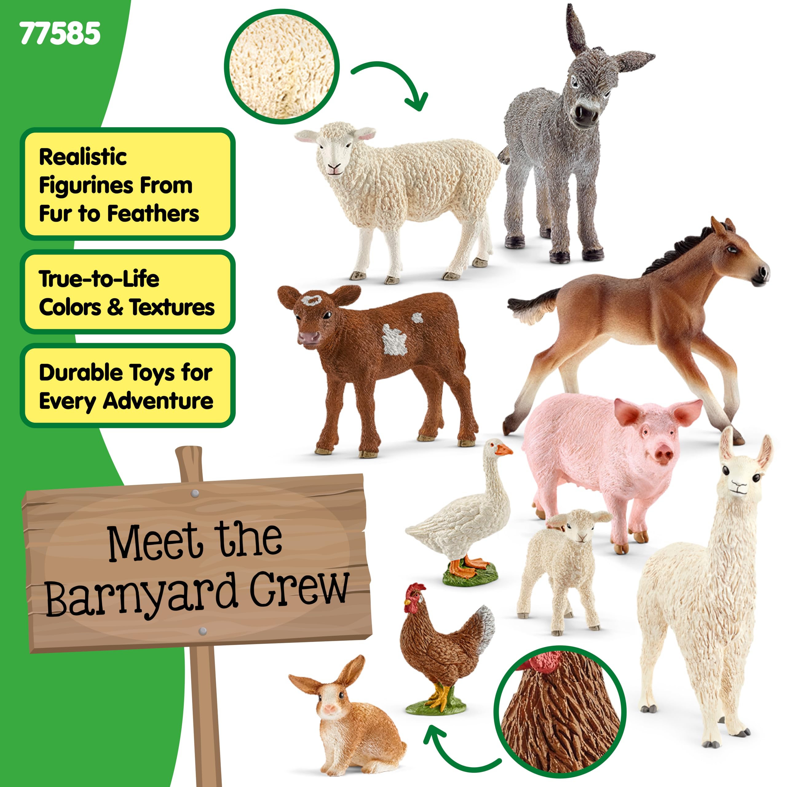 Amazon.co.jp: Schleich Farm World - 10個 農場の動物のおもちゃ