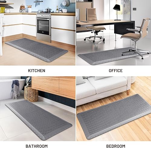 Vista 132 de HappyTrends - Tapete acolchado antifatiga de 17.3 x 28 pulgadas, grueso, impermeable, antideslizante, resistente, ergonómico, cómodo, para cocina