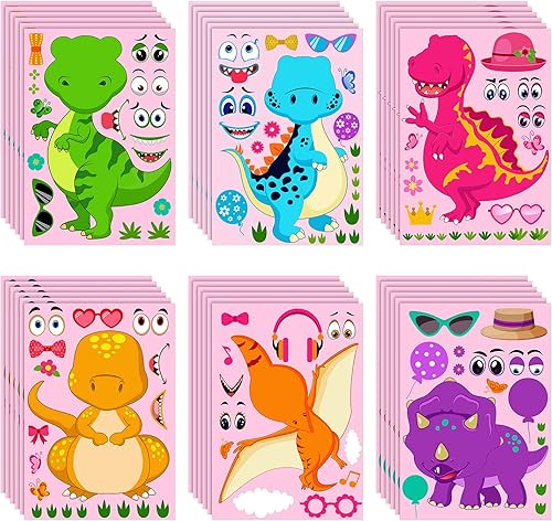 36 hojas de calcomanías de dinosaurio para hacer tu propia calcomanía de dinosaurio, calcomanías de dinosaurio para niños, proyectos de bricolaje,