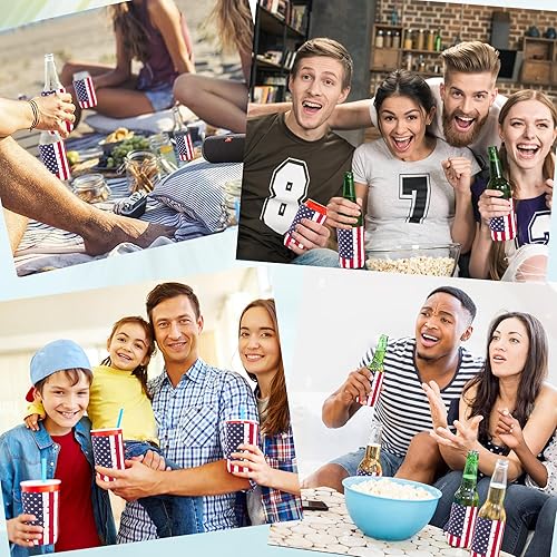 Miniatura 6 de 12 fundas para enfriar latas con bandera de Estados Unidos, neopreno a granel para latas y botellas, 120z