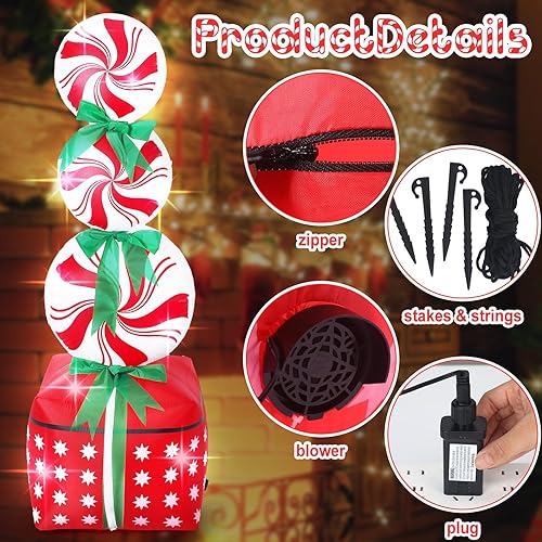 Miniatura 10 de Inflables de Navidad de 6 pies para decoración al aire libre, decoraciones de patio inflables de Navidad con luces LED integradas para exteriores,