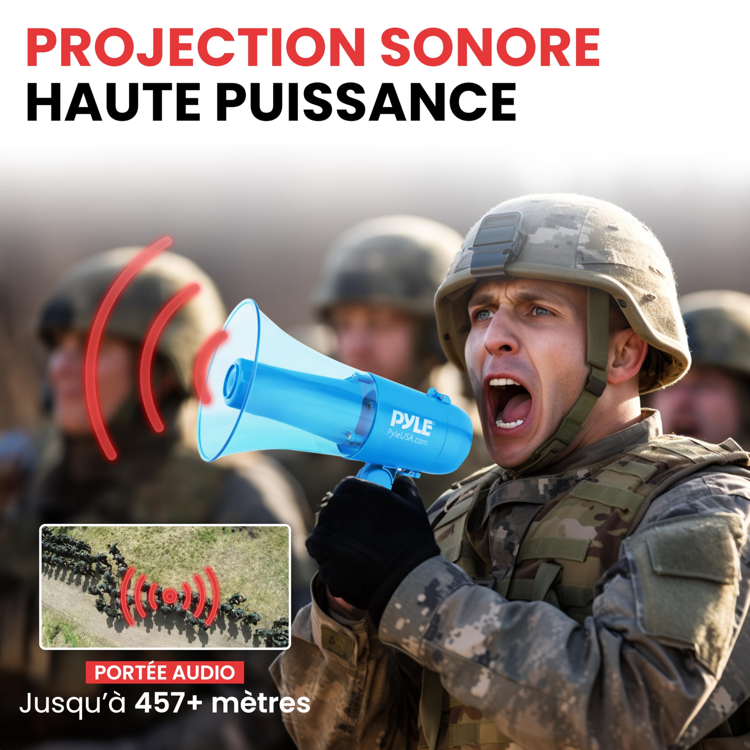 Pyle Mixte 30w Water Proof Megaphone Siren Bullhorn Speaker PMP36WLT, Bleu Transparent, Taille Unique EU