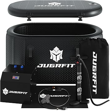 Cold Plunge Tub with Water Chiller – 53”L×32"W, 121 Gal Inflatable, Portable Ice Bath Tub for Outdoor or Indoor Use – 37℉ Chiller, Pump, & Filter – Boost Athletic Recovery, Mood, & Energy with JUGRFIT