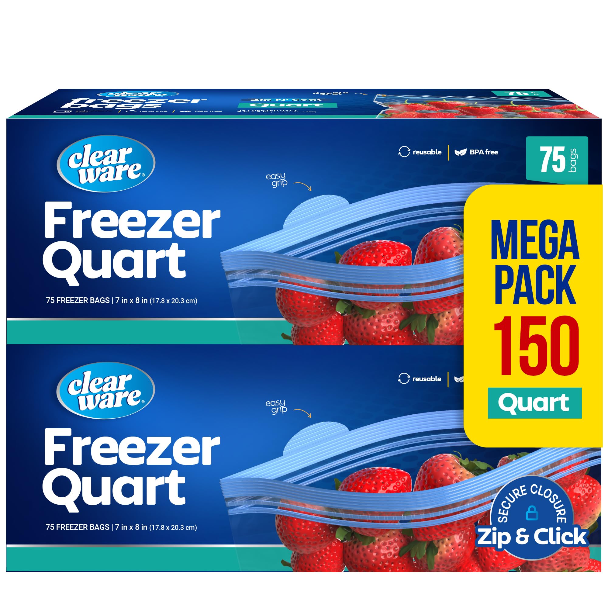 CLEARWARE Quart Freezer Bags