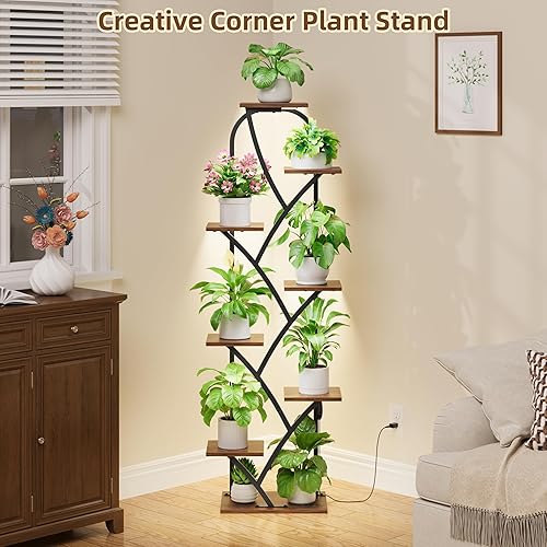 Miniatura 2 de Soporte para plantas de interior con luces de crecimiento, soporte de esquina para plantas de interior, estante iluminado de 51 pulgadas para