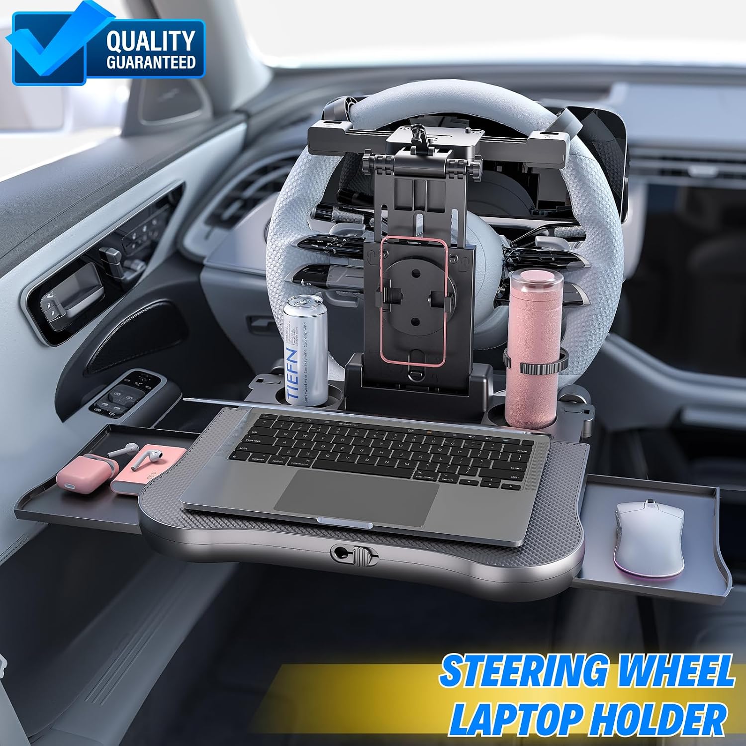 Steering Wheel Tray Desk Car Seat Gap Filler Organizer Back Seat Table - Road Trip Essentials for Adults & Kids