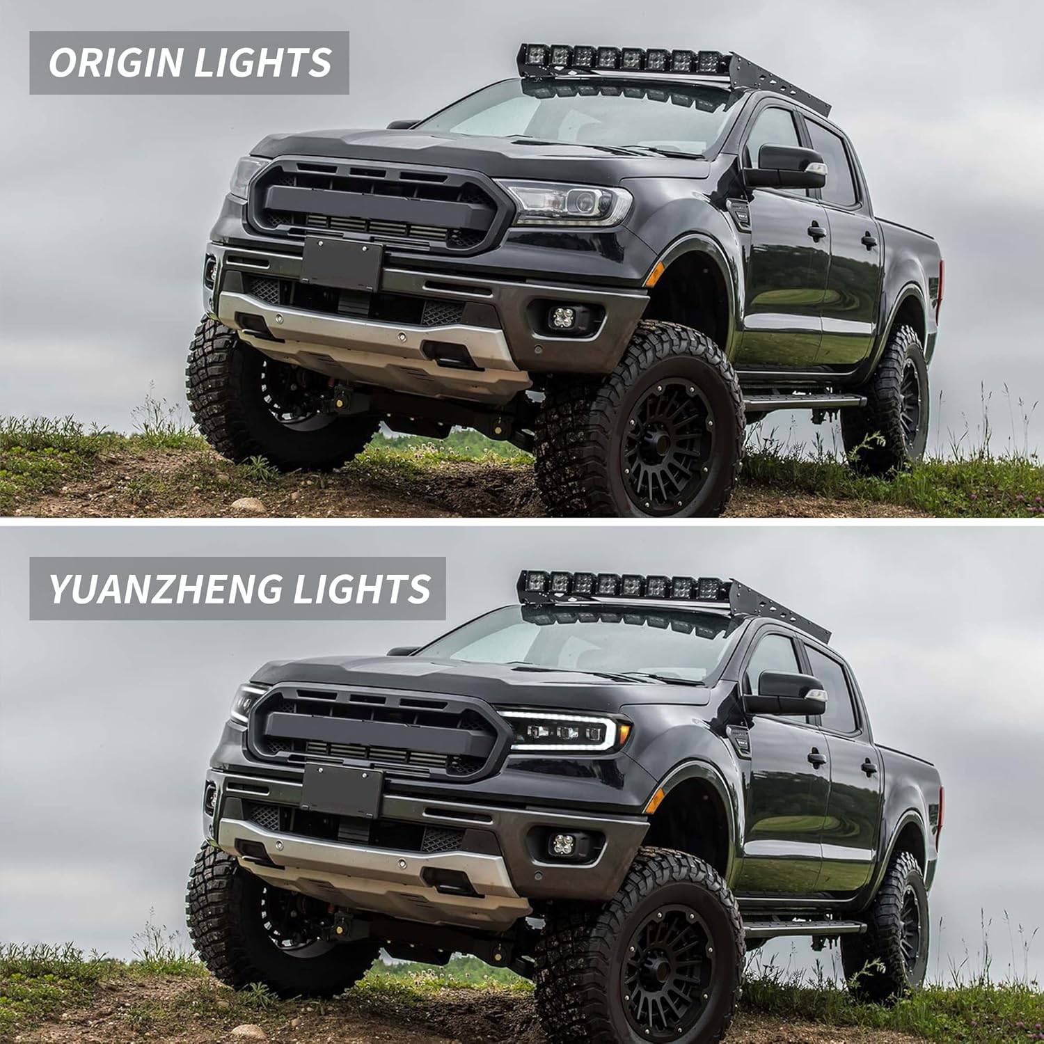 VLAND LED Projector Headlights Compatible for [ US Version Ford Ranger T6 2016-2021] With Breath & Dynamic DRL, Sequential Turn Signal Lamps Assembly, Amber Reflector