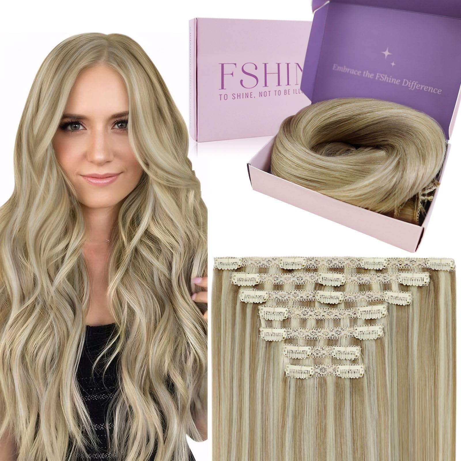 Fshine Clip in Hair Extensions Human Hair Copper Hair Extensions 18 Inch 120 g 7 pcs Color 330 Natural Straight Hair Extensions for Women Real Human Hair — view 31