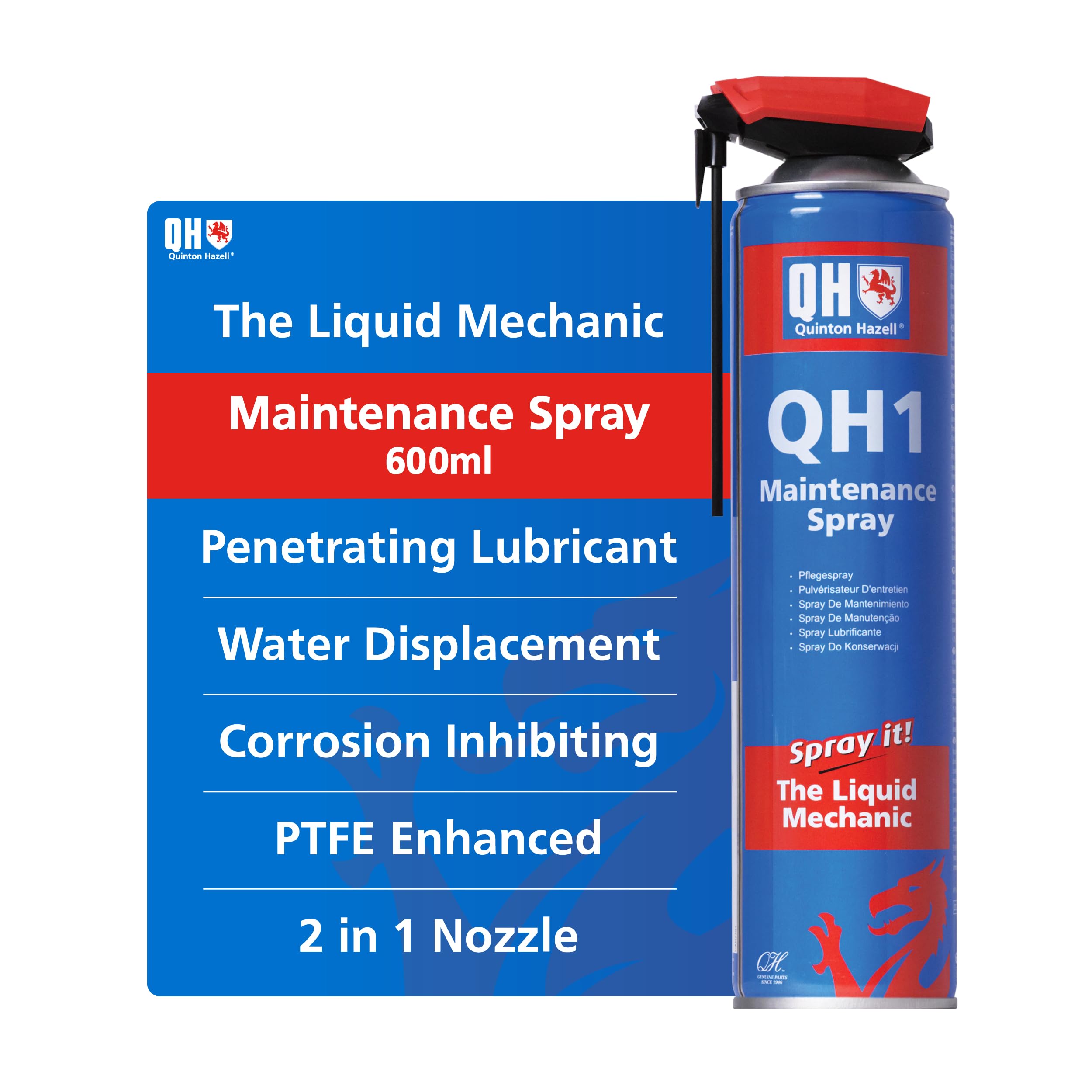 Quinton Hazell Lubricant Spray, 600 ml - QH1 All-Purpose Penetrating Oil Lubricant, Rust Prevention & Water Displacement
