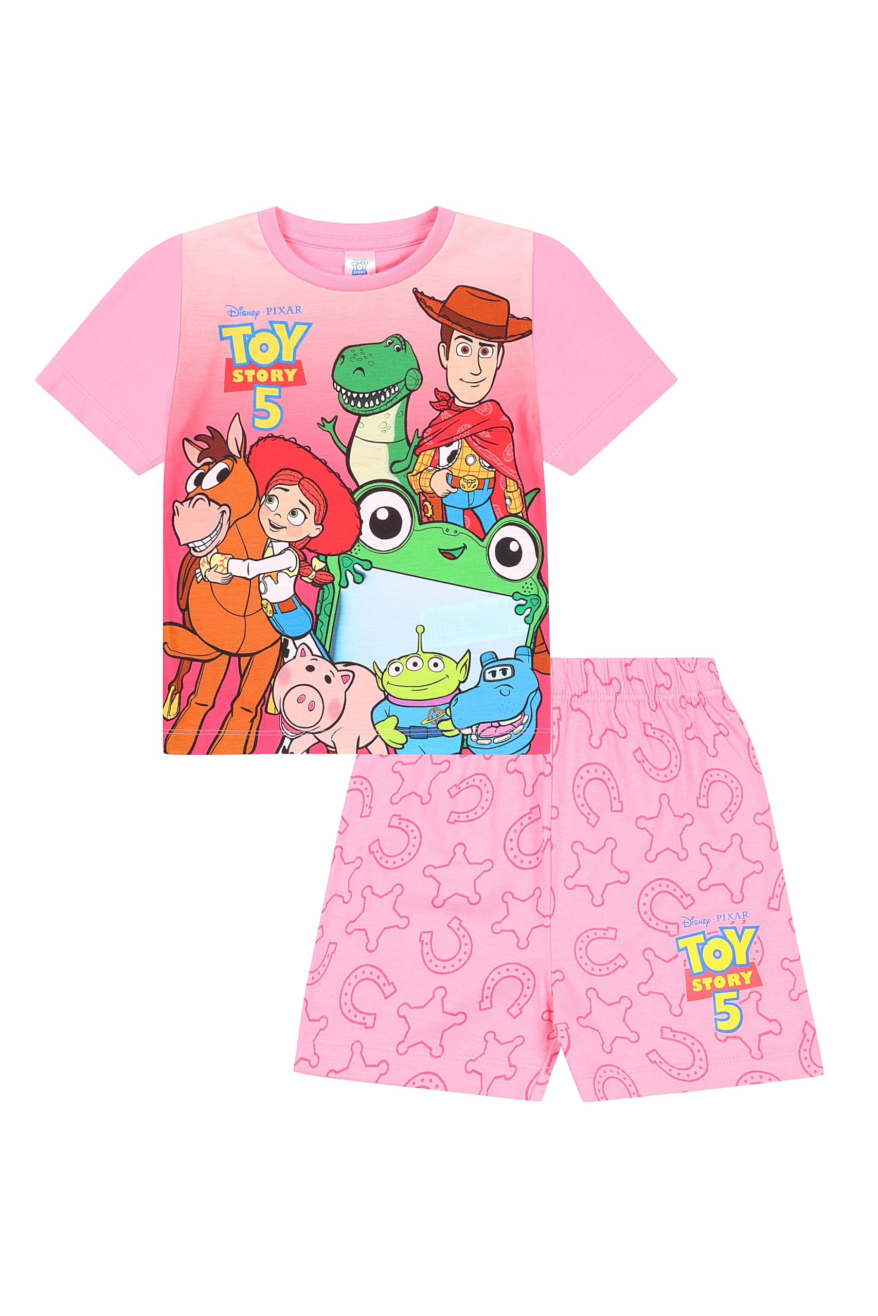 Disney Girls Toy Story 5 Jessie Woody Buzz Lilypad Short Pyjamas PJ's for Kids (5-6 Years) Pink