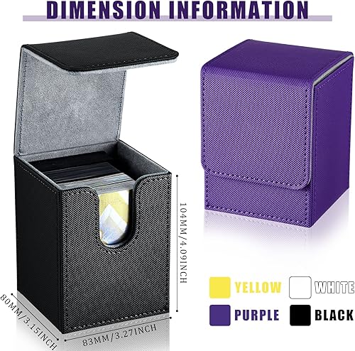 Miniatura 8 de Yookeer 4 cajas de cuero para cartas, caja de juego para cartas coleccionable, compatible con mazos MTG Commander (negro, azul, verde, morado,
