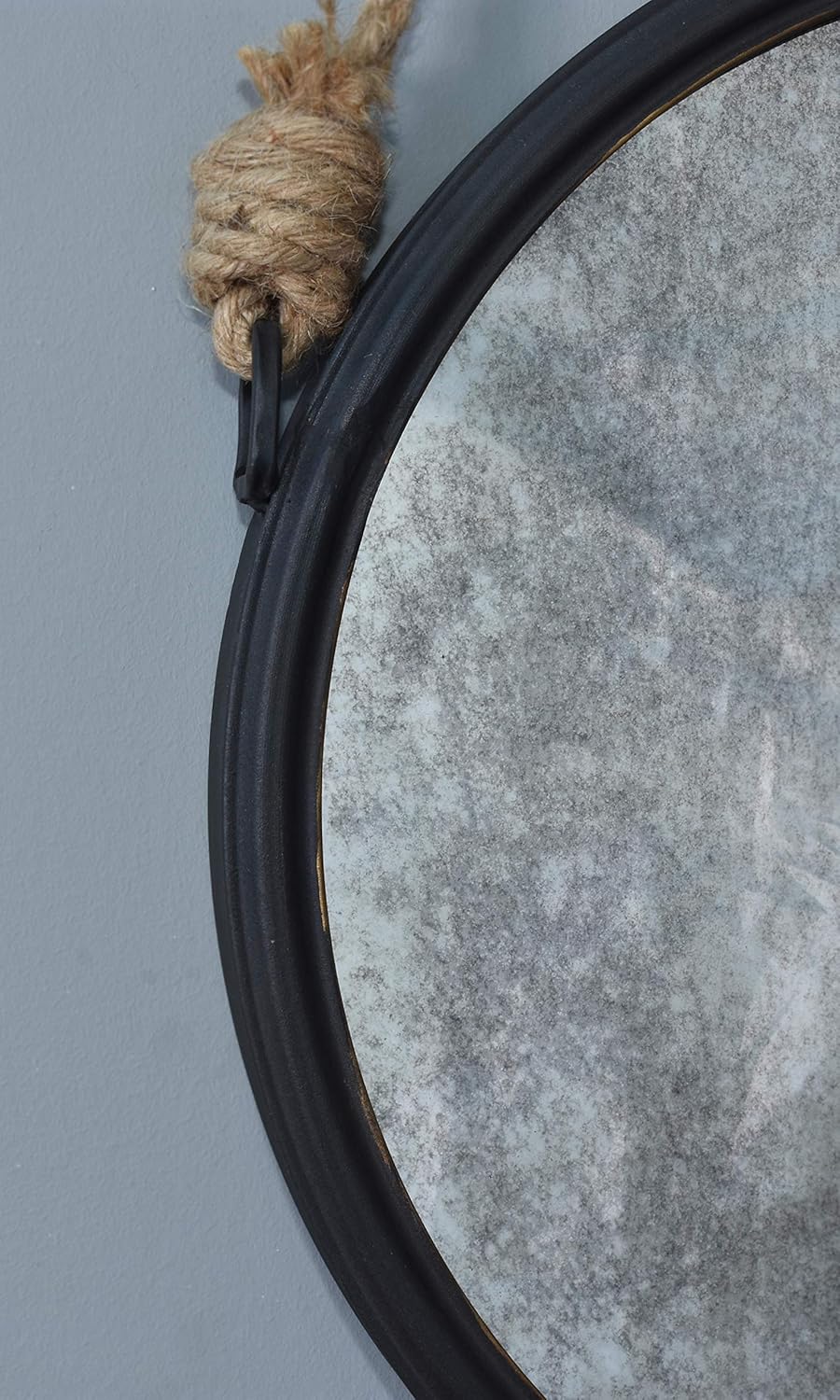A&B Home Cleveland Rope Strap 19" Mirror with Hanger - Features Grey Metal Frame & Durable Rope - Urban Industrial Style