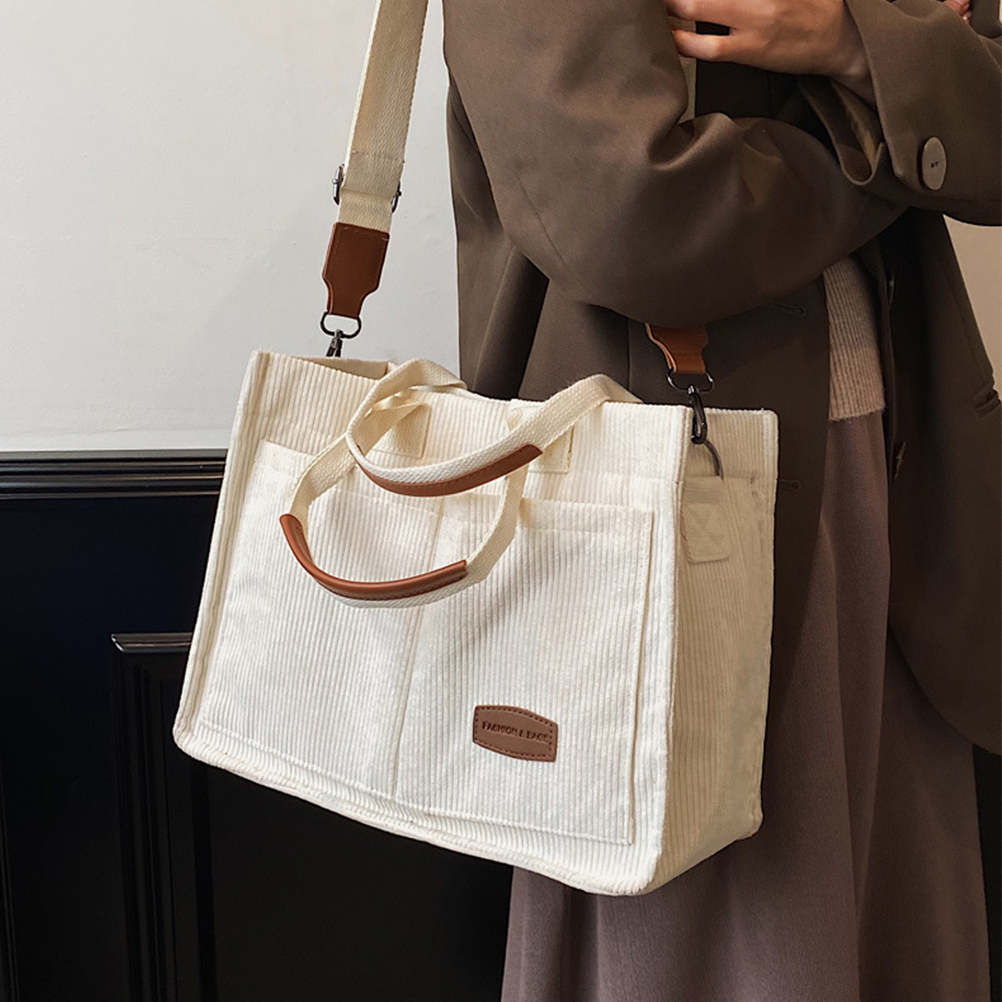 Amazon.com: GOQUFOY Corduroy Tote Bag for Women with Zipper