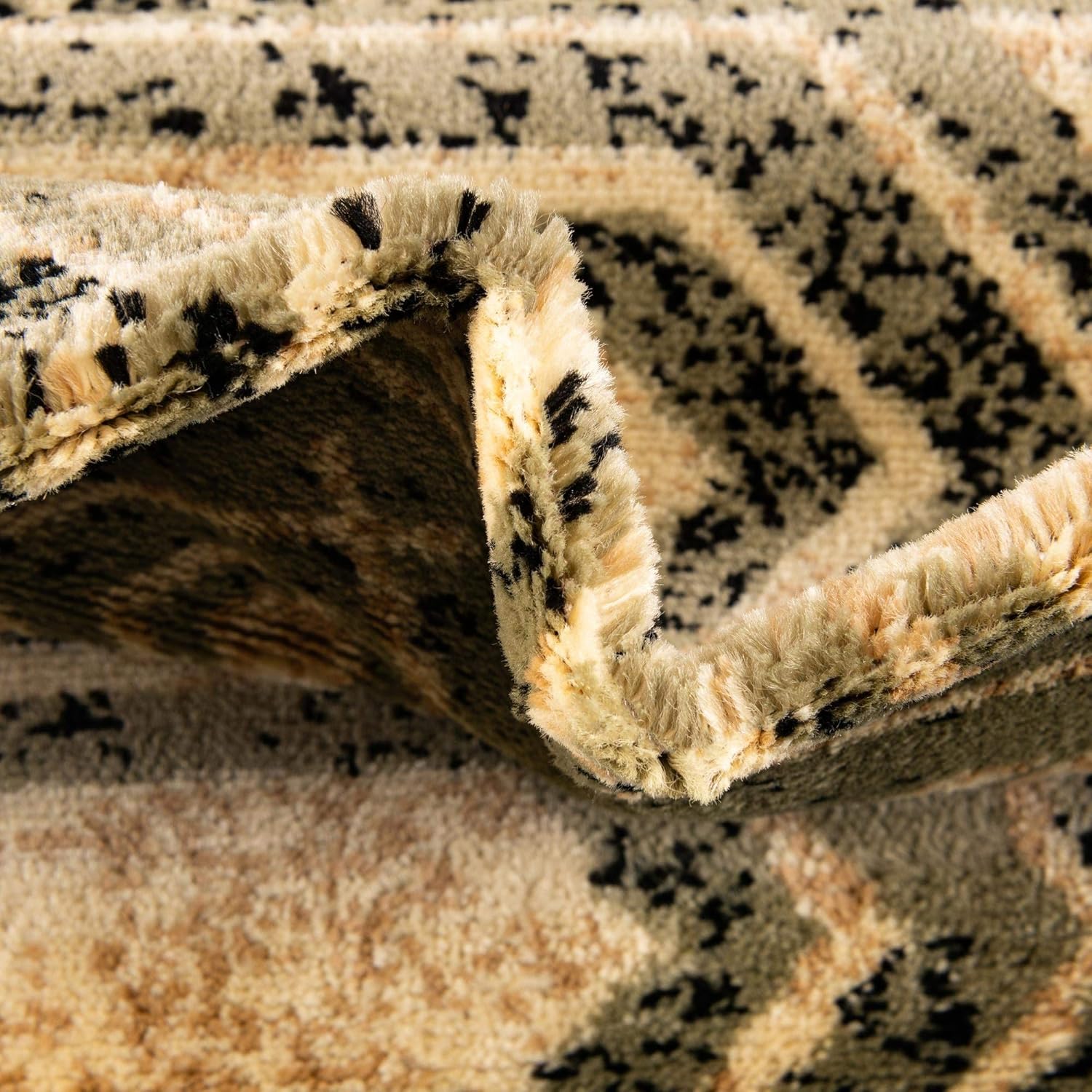 オフホワイト 幸福イエロー ブルー モロッコラグ トルコヴィンテージ