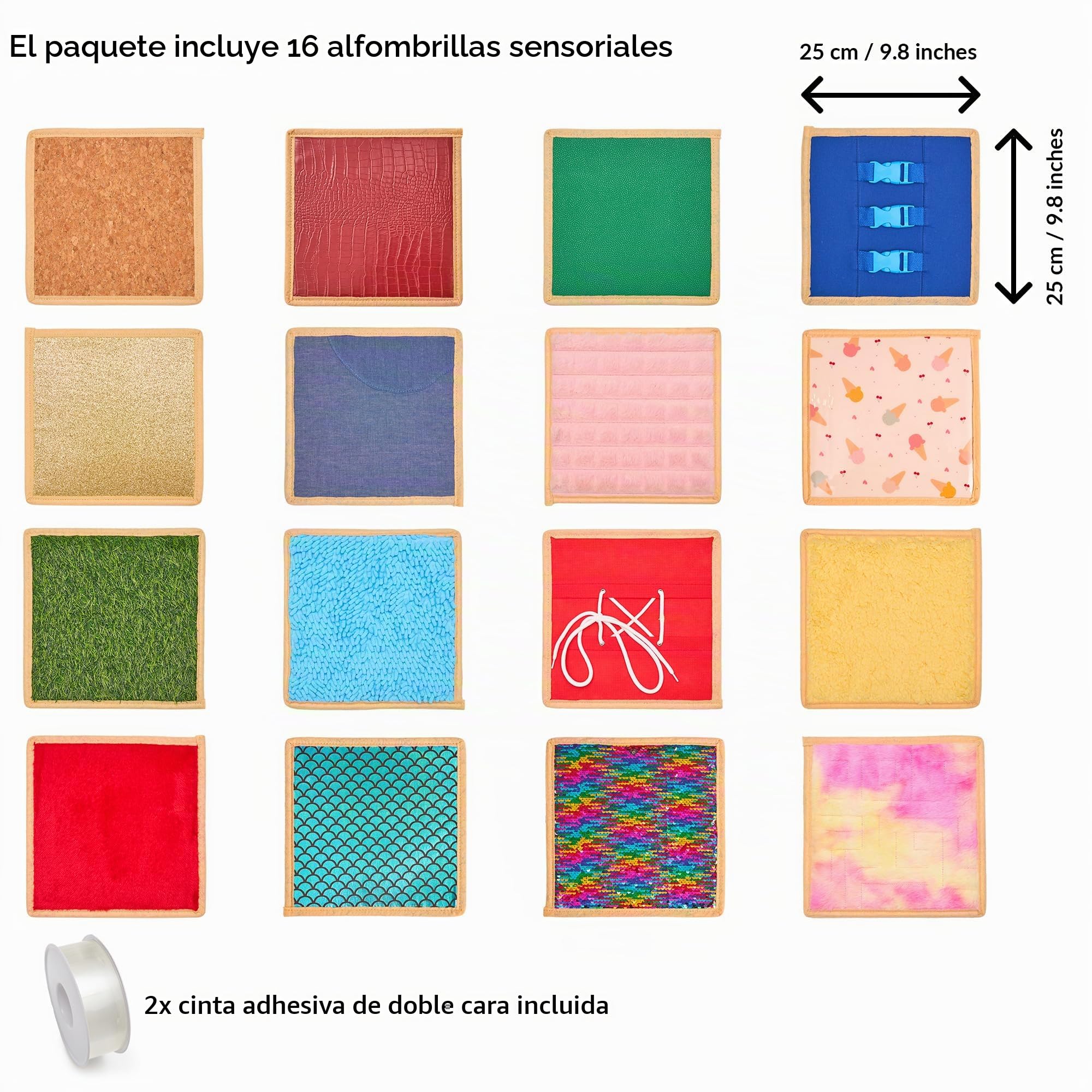 16 Panel Sensorial de Pared para Niños | Baldosas Texturizadas Sensoriales | Pared Sensorial para Jugar y Aprender | Alfombrillas Sensoriales para Niños Pequeños y Aulas | Paneles Textura
