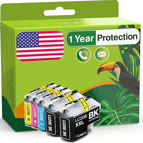 Limeink Cartuchos de tinta compatibles de repuesto para cartuchos de tinta Brother LC20e LC20e para impresora Brother MFC-J985DW J5920DW J775DW