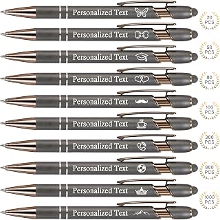 WNNNS Bulk Custom Pens Personalized with Name & Logo, Engraved Promotional Pens with Stylus Tip, Colorful Retractable Ballpoint with Stylus Tips, Personalized Birthday Gifts for Men, Women.