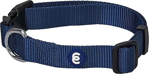Blueberry Pet Essentials - Collar clásico, ajustable y duradero de nailon, color azul marino auténtico, tamaño L, cuello de 18 a 26 pulgadas, para