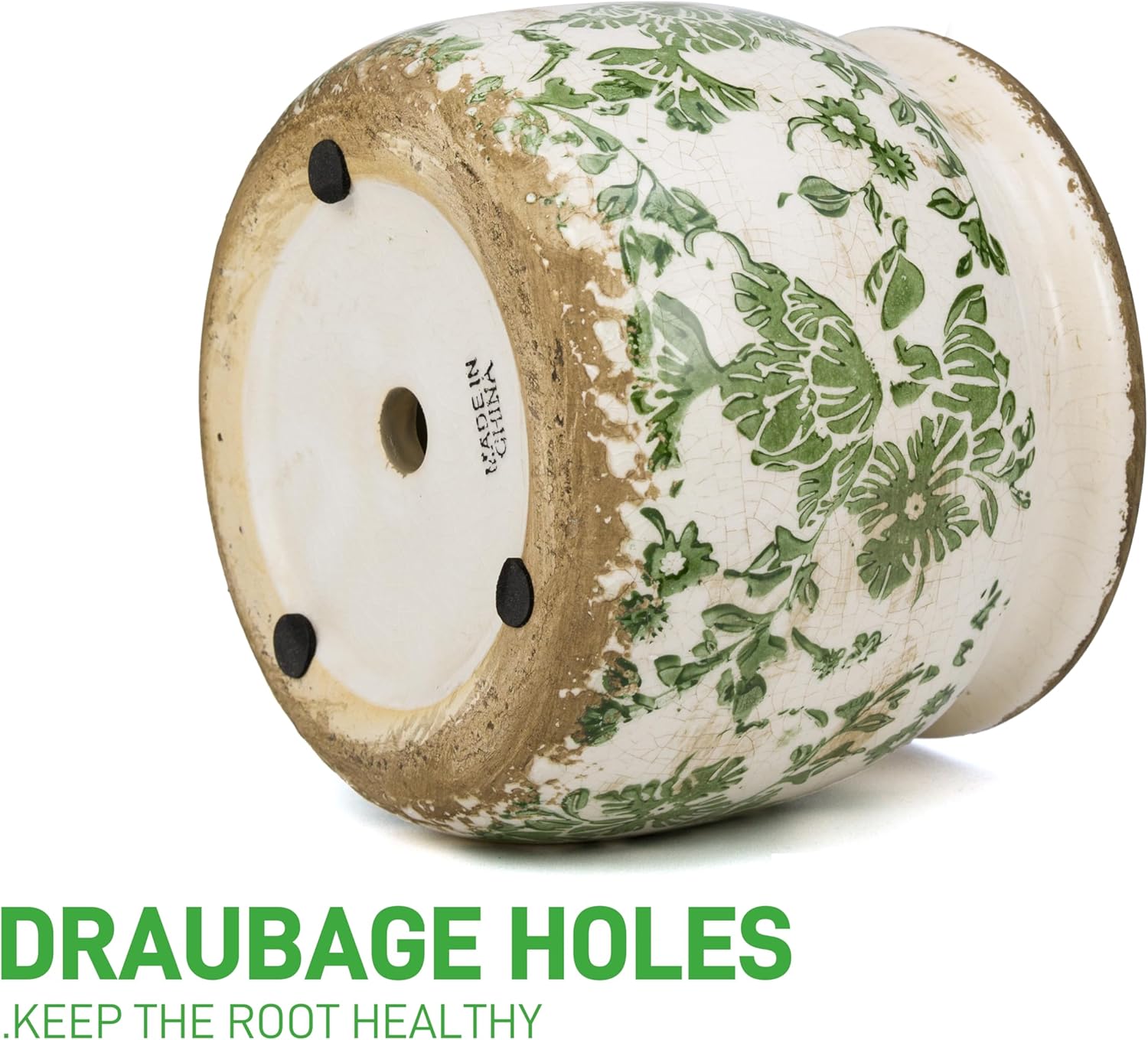 Dosayes Vintage Ceramic Ice Crack Flower Pot with Drainage Holes, Country Rustic Planters for Indoor and Outdoor,Tuscan Decor,Home,Living Room, Garden Decor, Gardening Gift (Country)