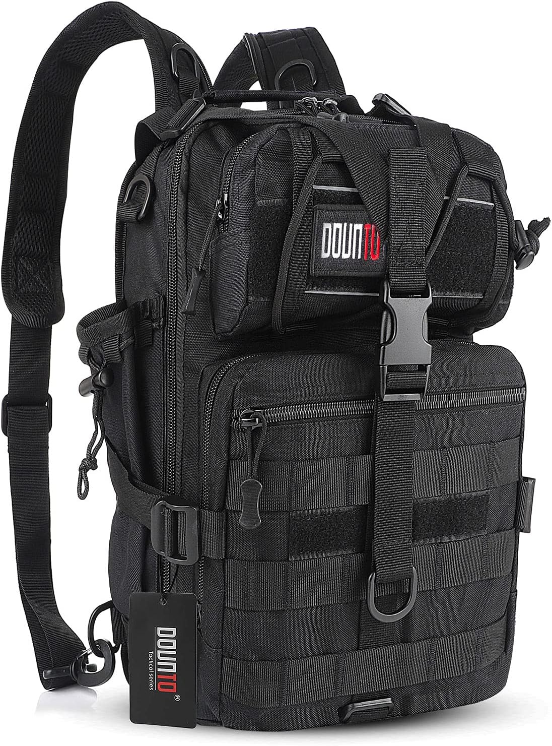 Mochila táctica mediana EDC DayPack Militar Molle Mochilas Mochila al aire libre Mochila para Pesca Caza Camping, Negro -, Mochila táctica militar