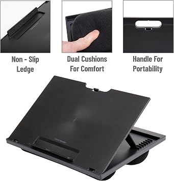 Mind Reader Lap Desk Laptop Stand, Bed Tray, Collapsible, Cushion, Portable, Dorm, Plastic, 14.75L x 11W x 7.3H, Black