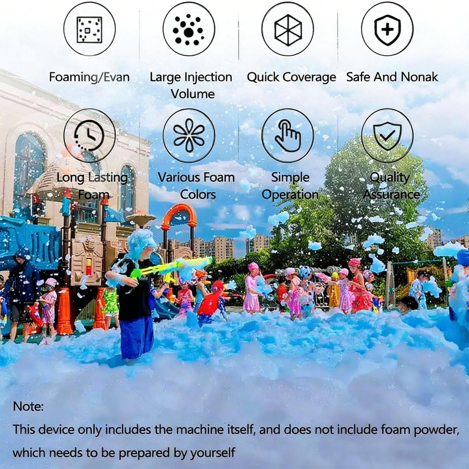 Bühneneffekt Jet Schaummaschine, Party-Schaumkanone Mit Stativständer, Einstellbarer Winkel, 6–10 m Entfernung/80 m² Fläche, für Outdoor Partys & Pool Events