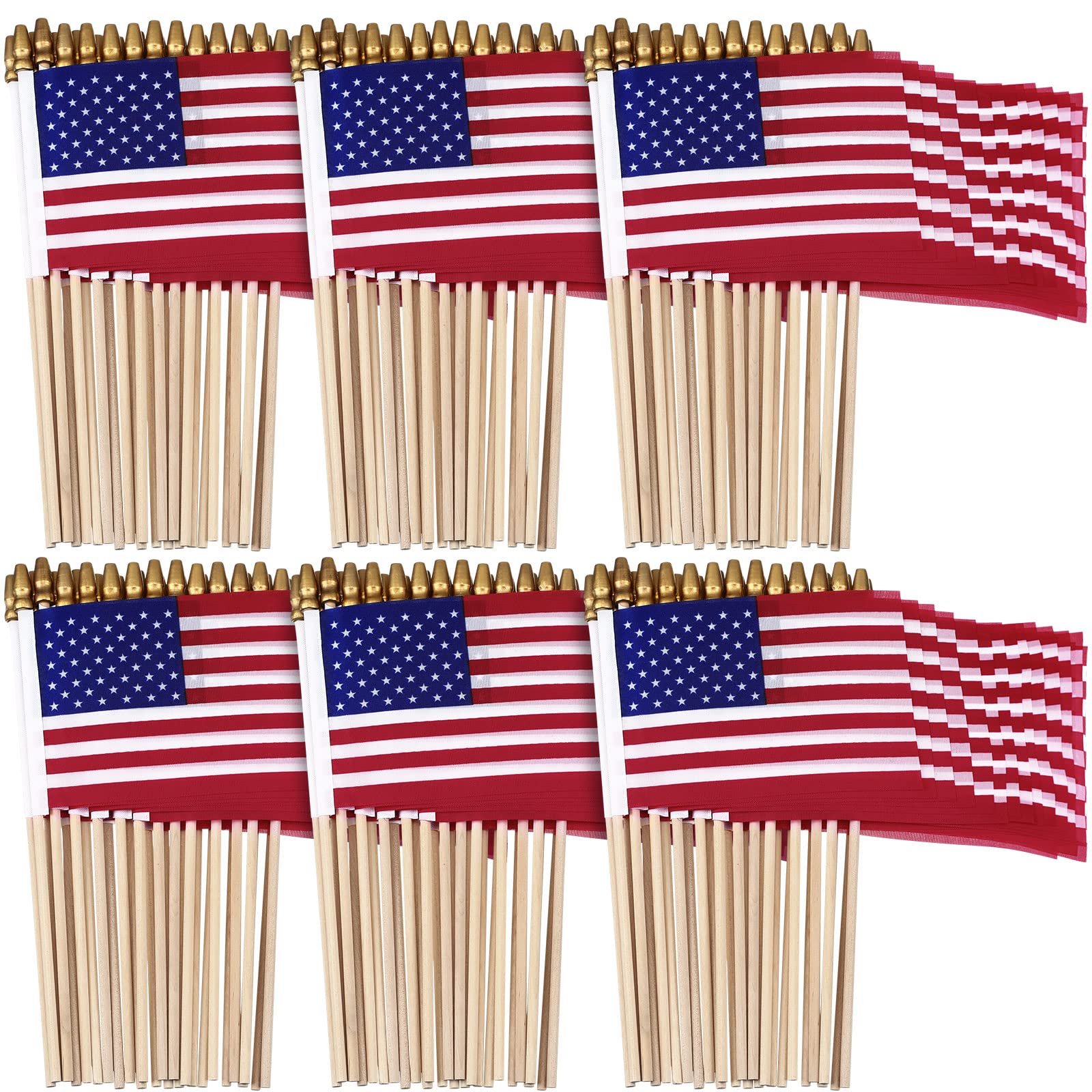 25 Packs USA Stick Flags 12 x 18 Inch Small American Flag 4th of July USA Flag Red White Blue Lawn Flags with Wooden Pole and Spear Tip for Yard Outdoor Garden Memorial Day Independence Day Decor