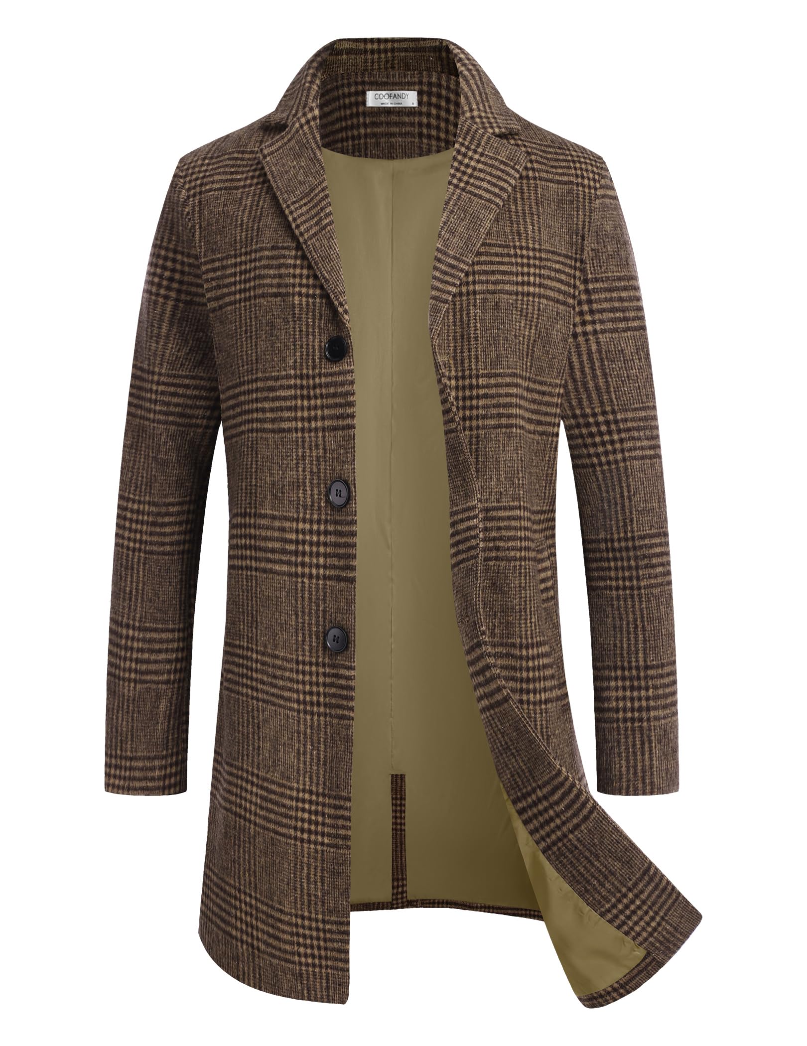 COOFANDY Cappotto invernale da uomo, caldo, con colletto a risvolto, da lavoro, trench, giacca invernale con tasche