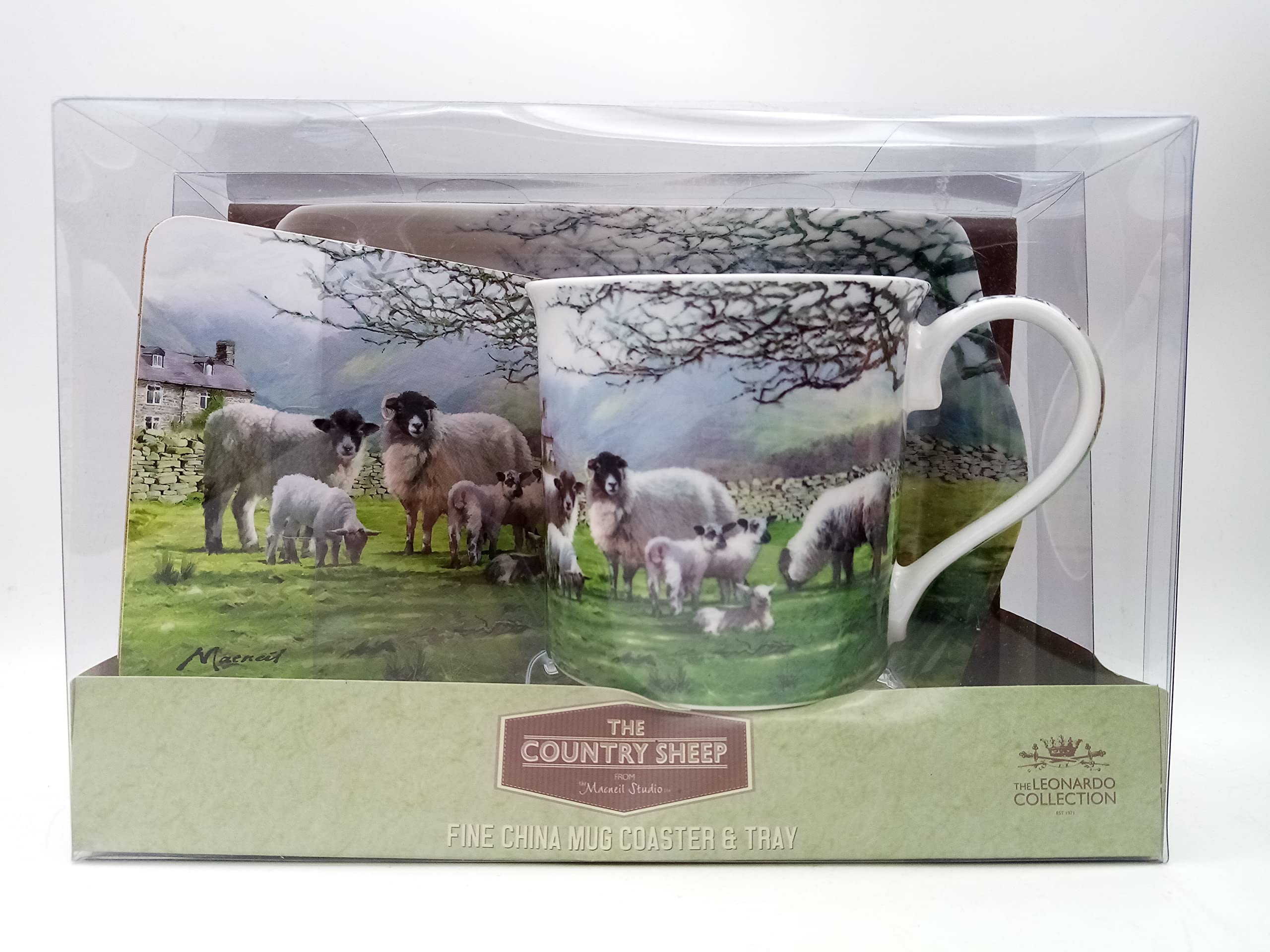 Lesser & Pavey Colorful Macneil The Country Sheep Mug Coaster Tray Set One
